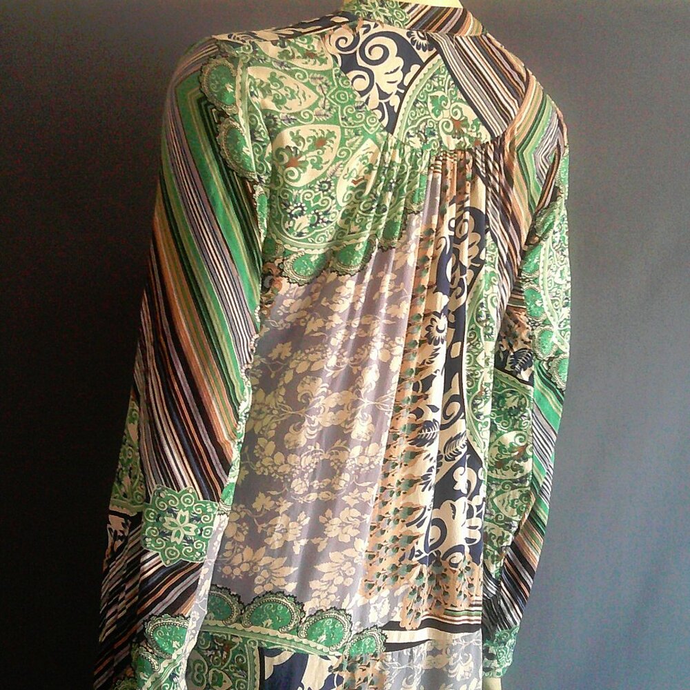Tiny Anthropologie Drop Waist Pintucked Rayon Caviana Paisley Mini Dress Sm - Picture 11 of 14
